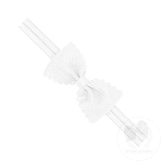 Small Scalloped Edge Grosgrain Bowtie on Matching Elastic Band