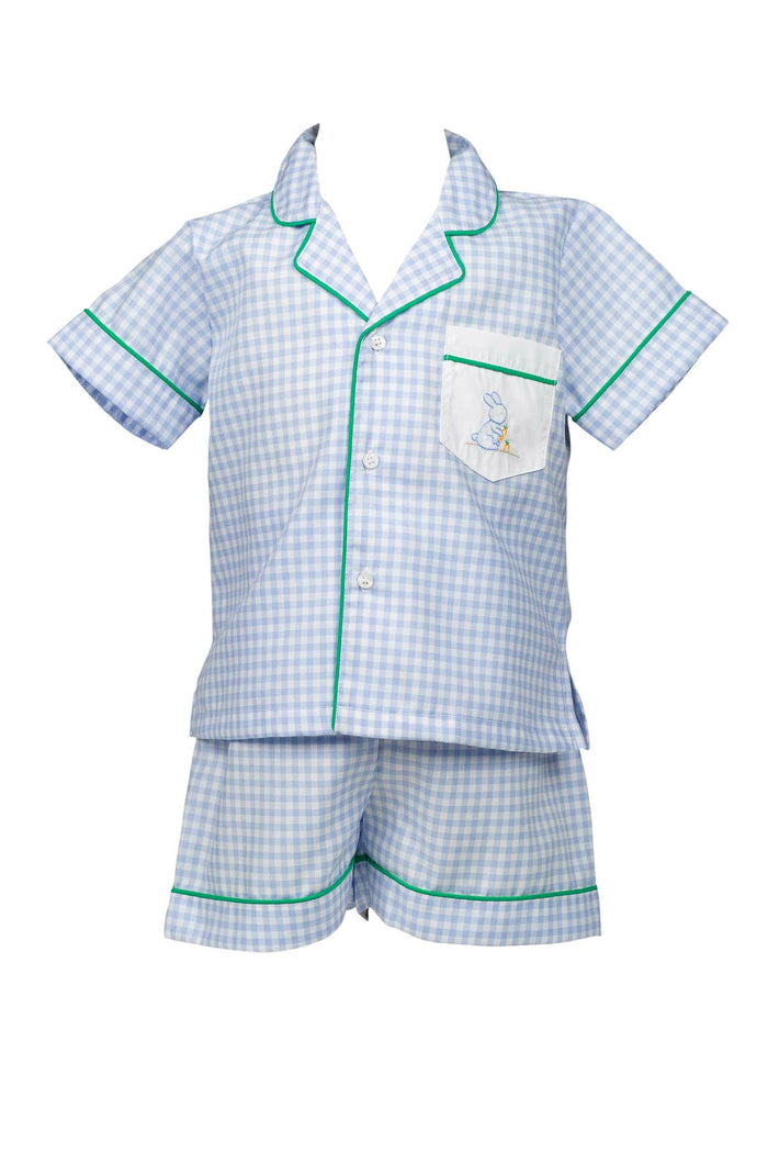 Bitsy Blue Gingham Easter Boy Short Set
