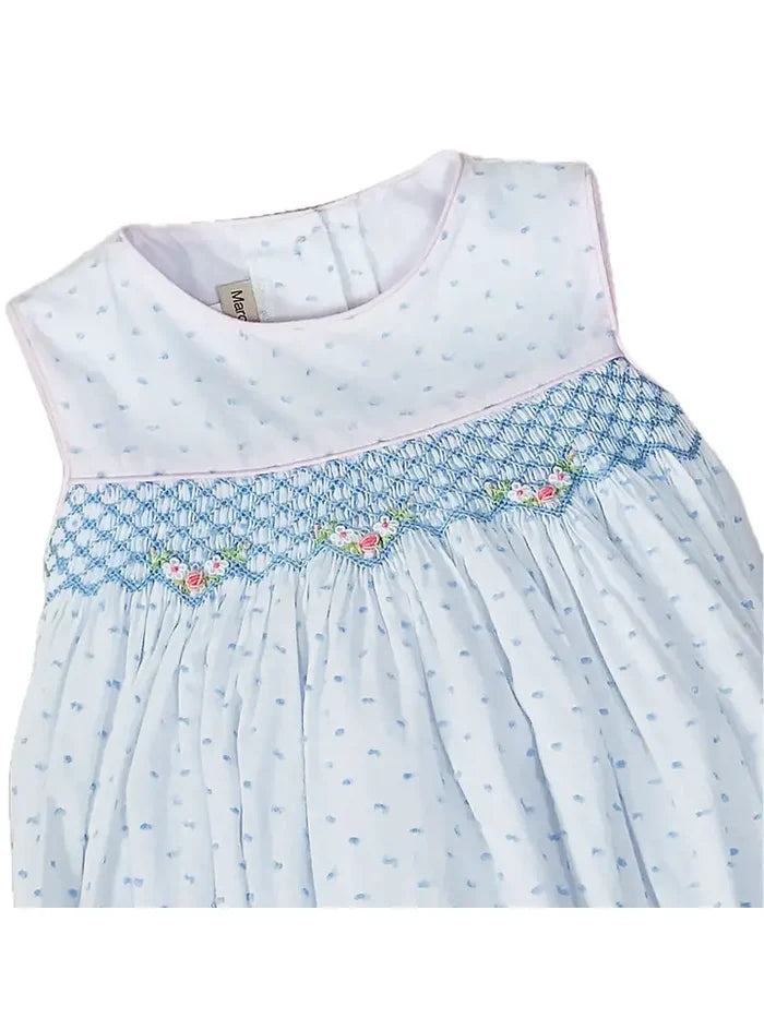 Sweet Spring Blue Smocked Plumeti Baby Girl Bubble
