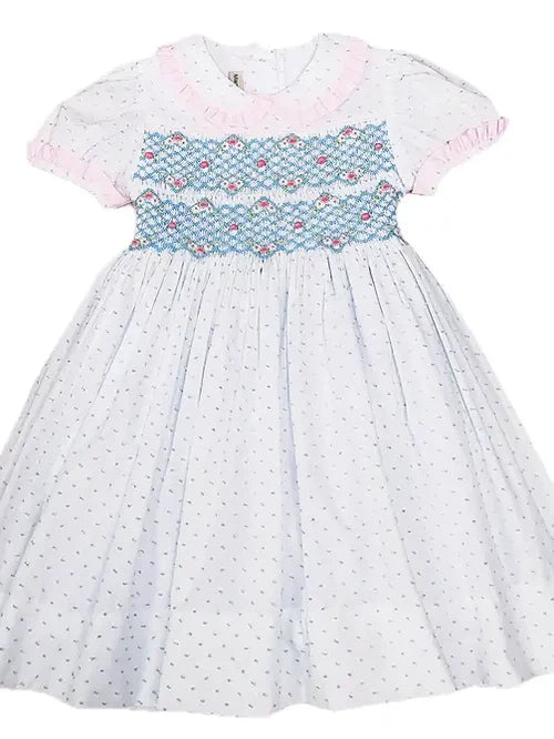 Sweet Spring Blue Plumeti Smocked Dress