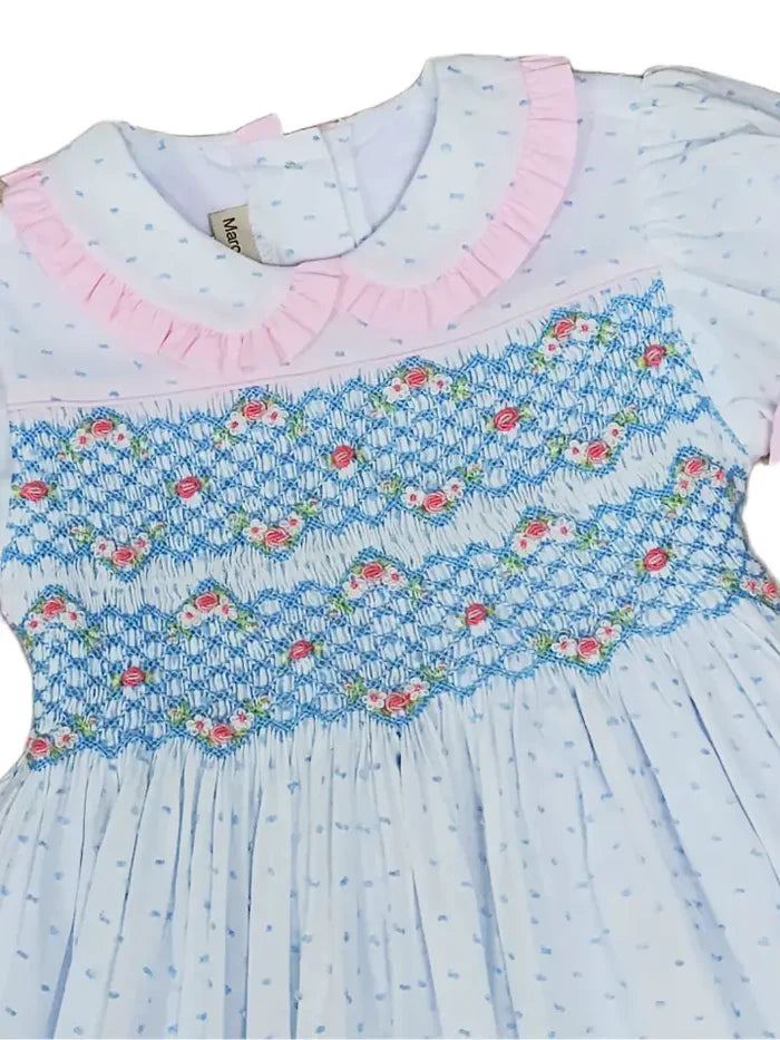 Sweet Spring Blue Plumeti Smocked Dress