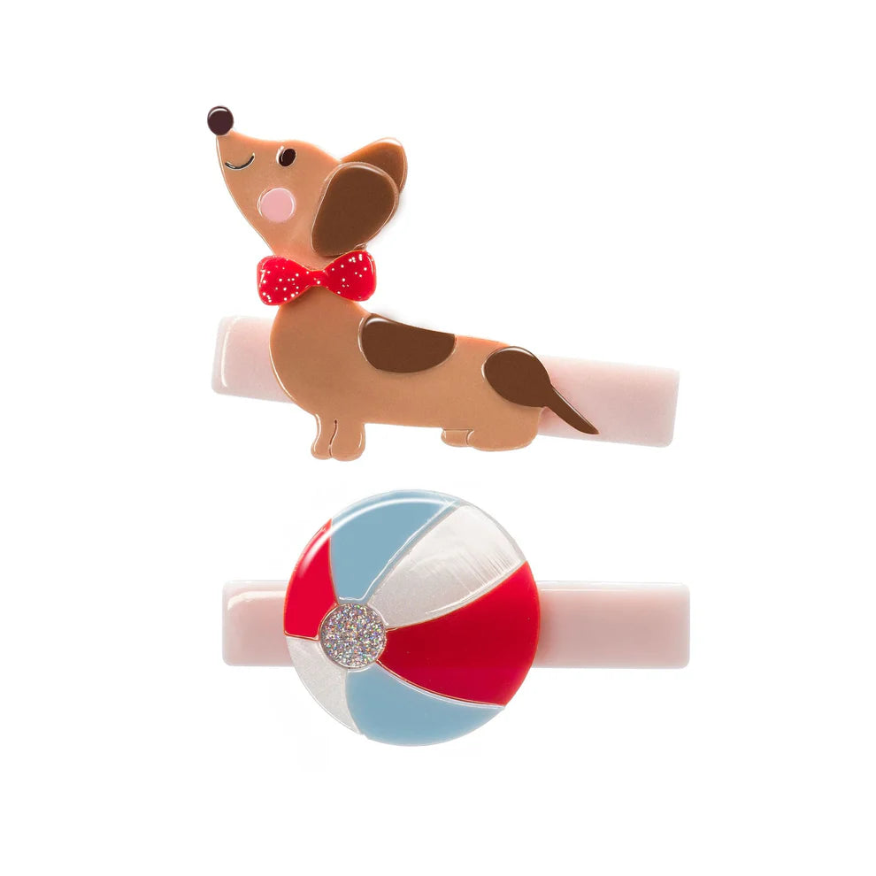 Sausage Dog Dachshunds with Ball Hair Clips