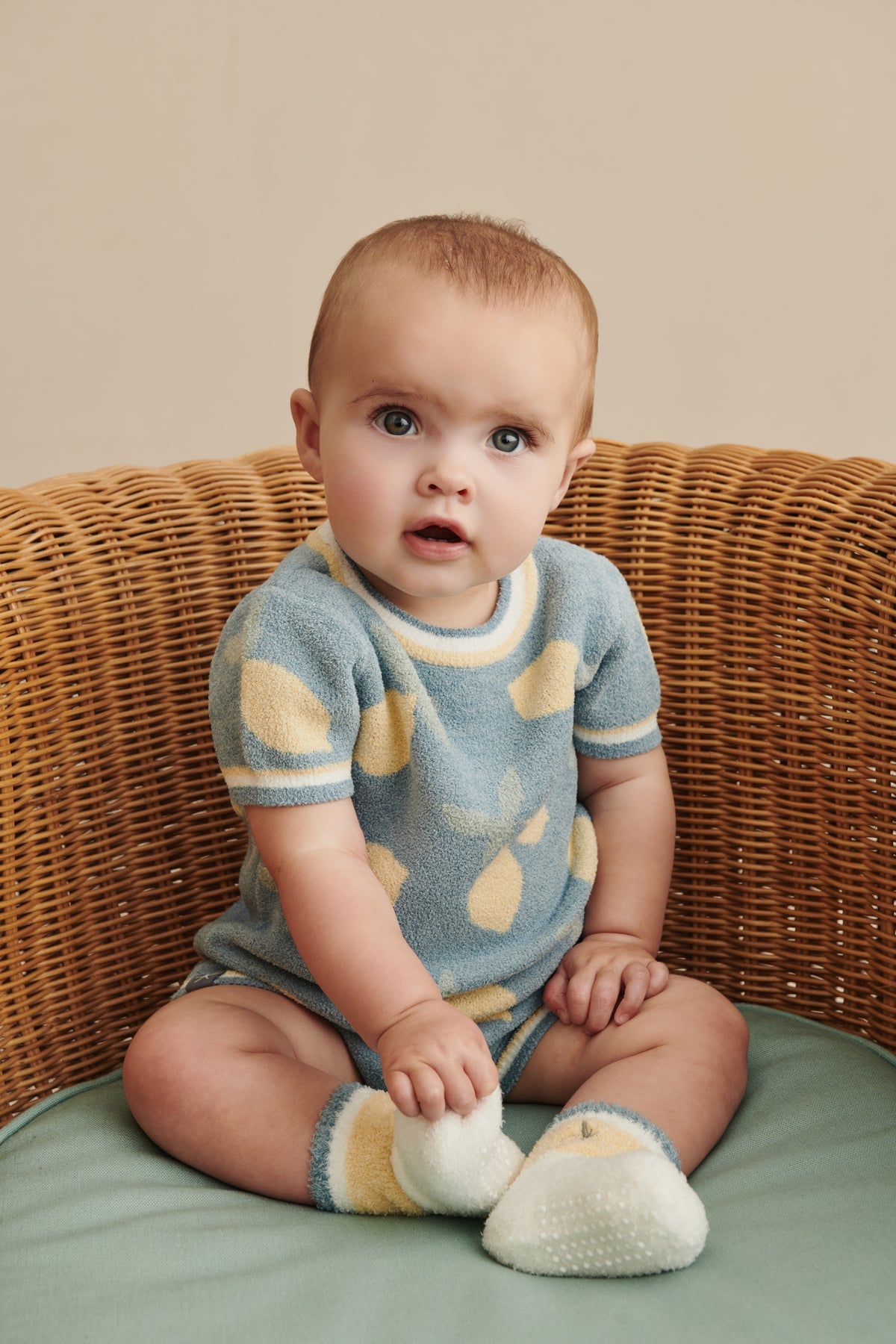 CozyChic Ultra Lite® Lemon Onesie- Azure Multi