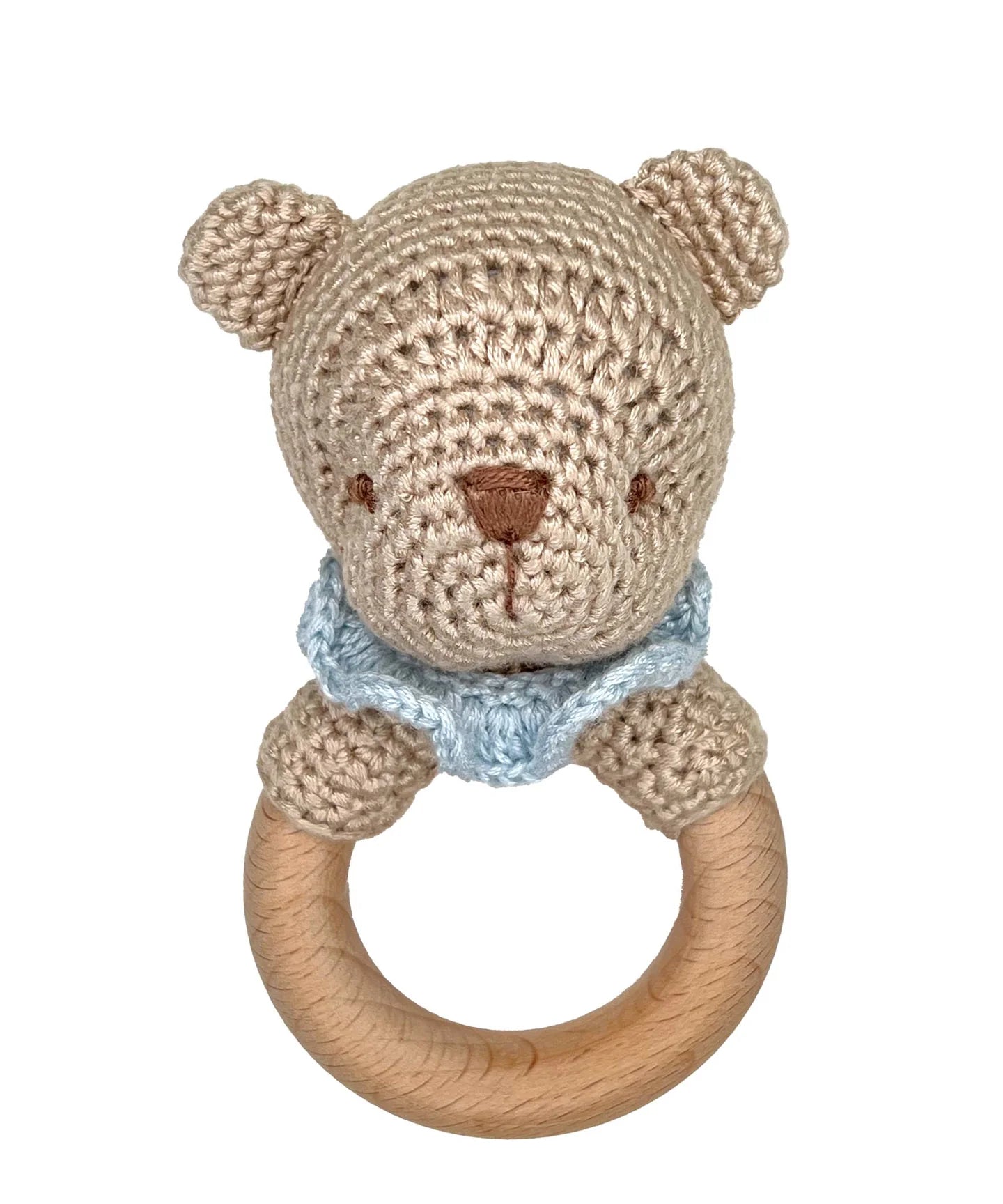 Bear Bamboo Crochet Woodring Rattle