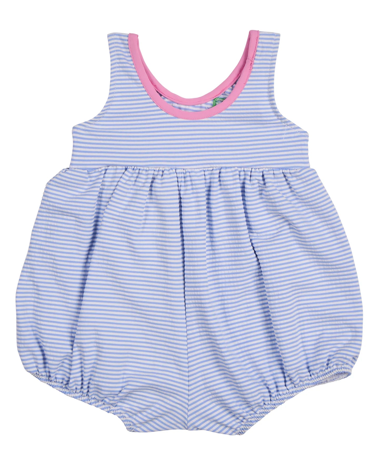 Seersucker Bubble Swimsuit With Petal Neck