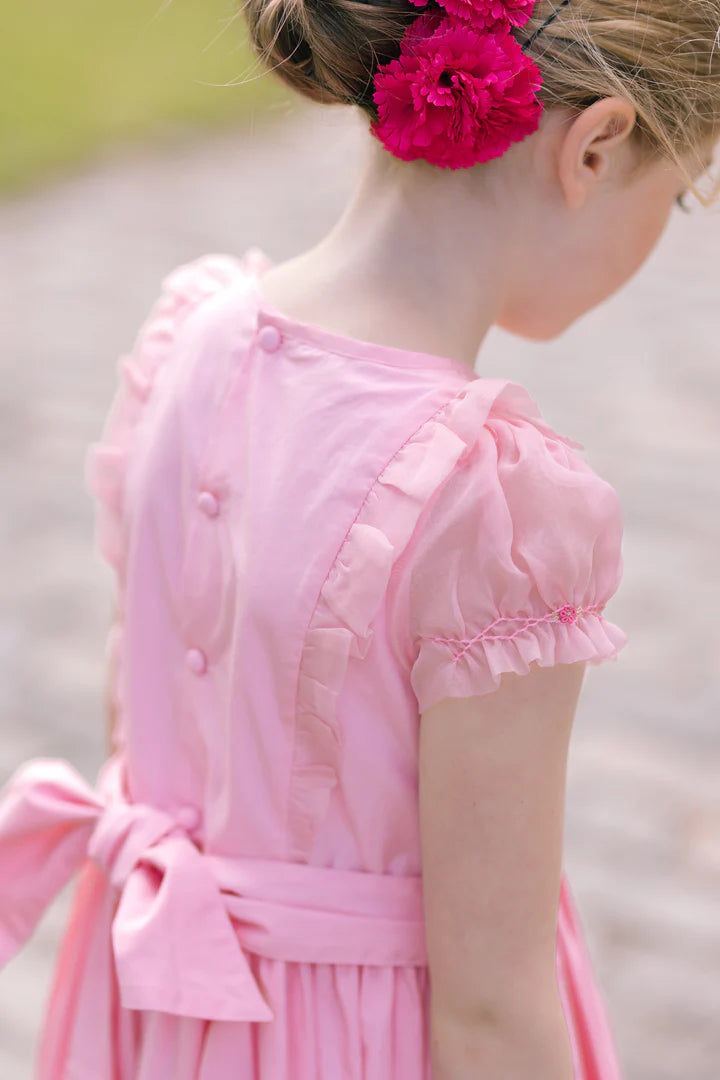 Camelia Pink Organza Sleeve Smocked Dress