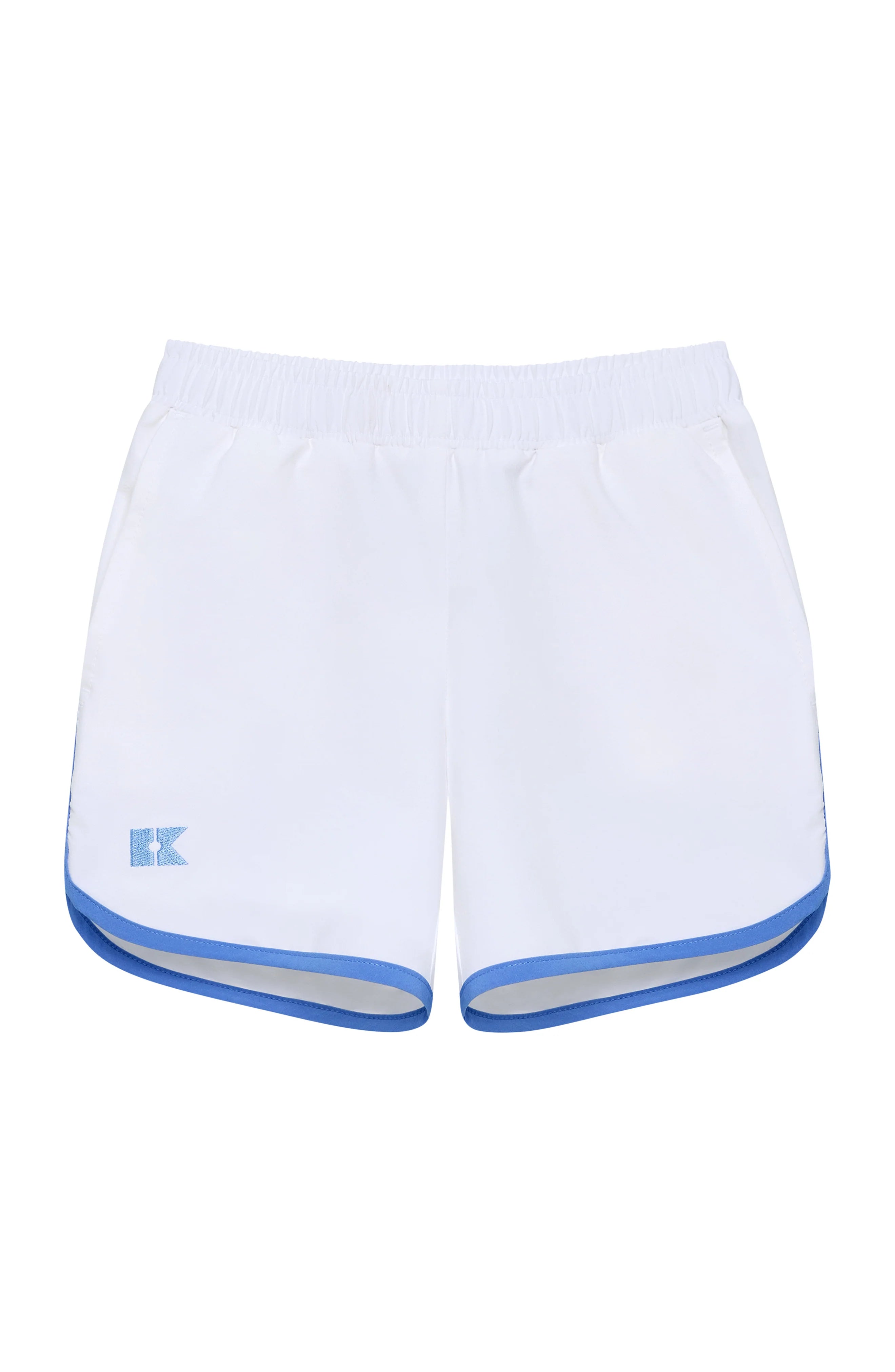 white retro super short with sky blue piping
