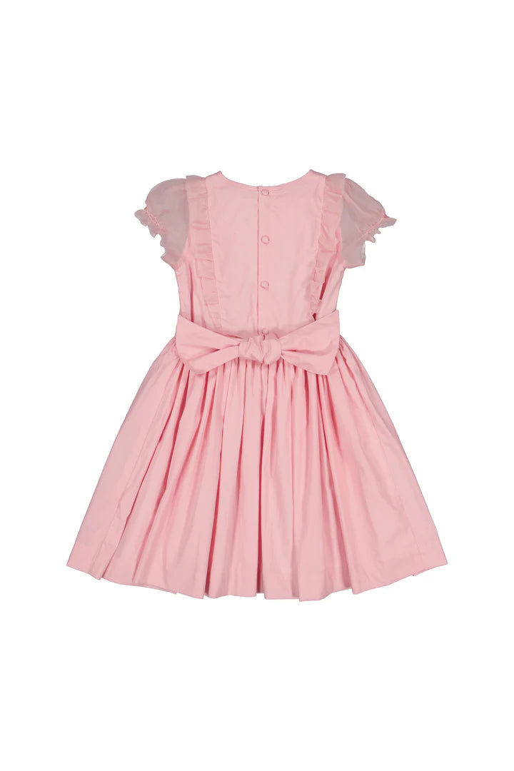 Camelia Pink Organza Sleeve Smocked Dress