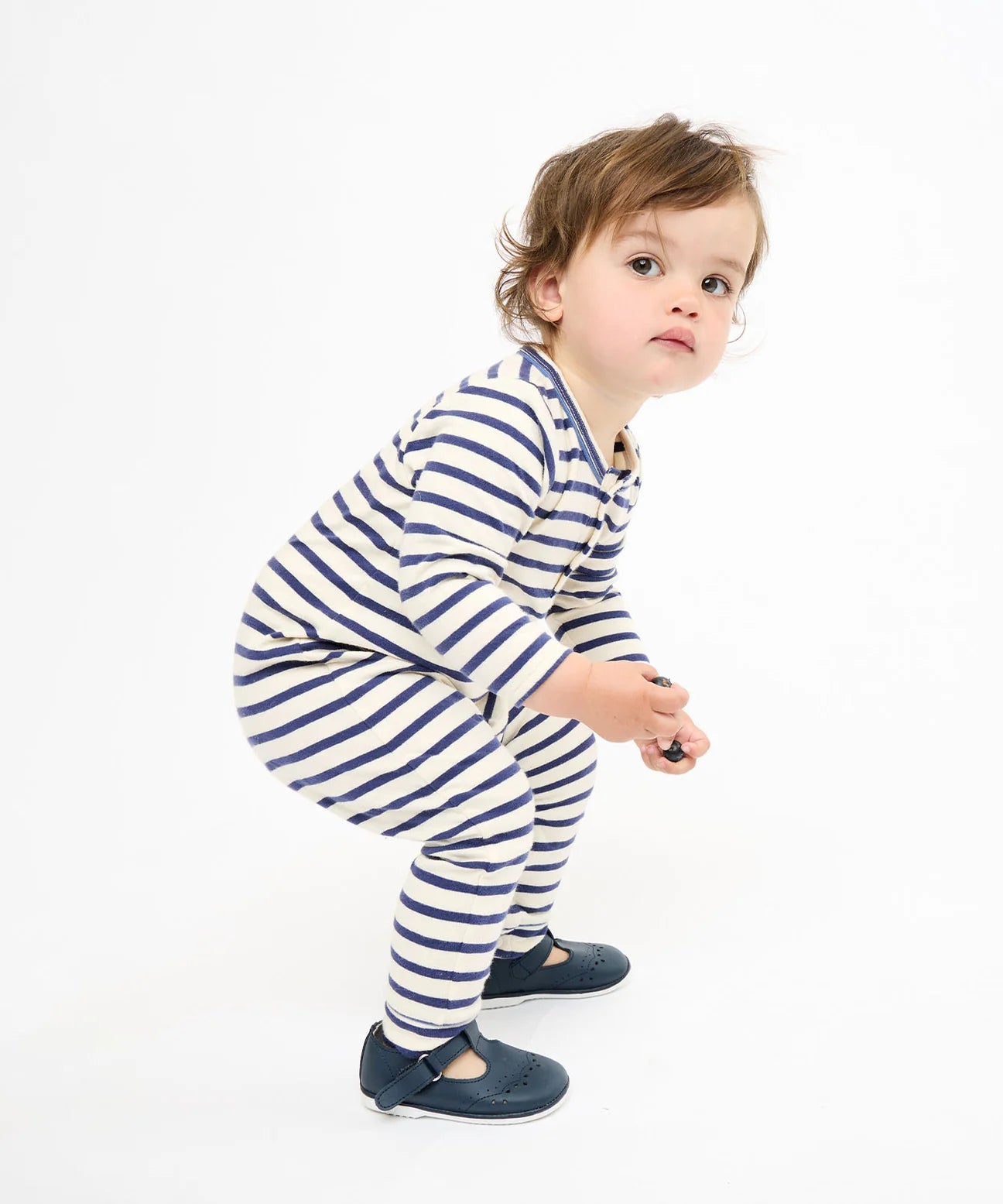 Campbell Romper- Navy Stripe