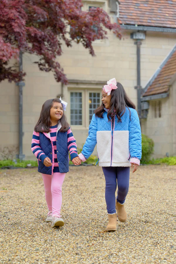 Cate Coat (Sherpa)- Barbados Blue Palmetto Pearl Pier Party Pink