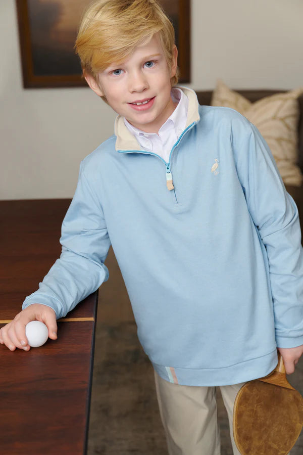 Prepletic Hayword Half Zip- Barrington Blue Osprey Oatmeal