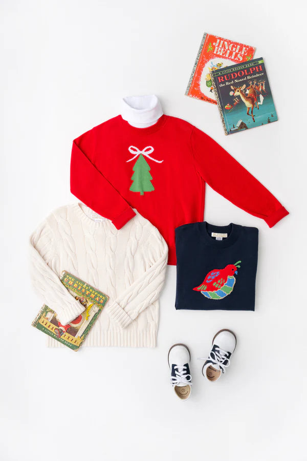 Isabelle's Intarsia Sweater- Richmond Red Christmas Tree