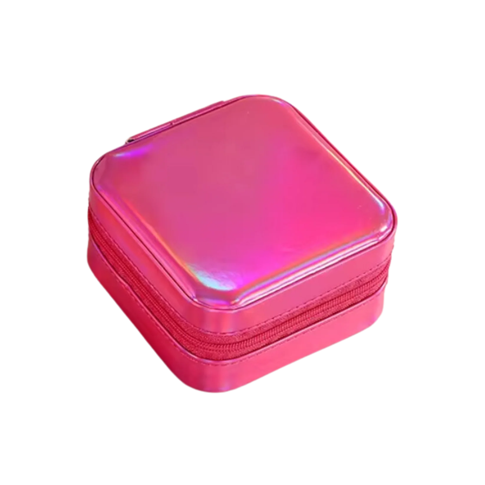 Pink Metallic Square Jewelry Case