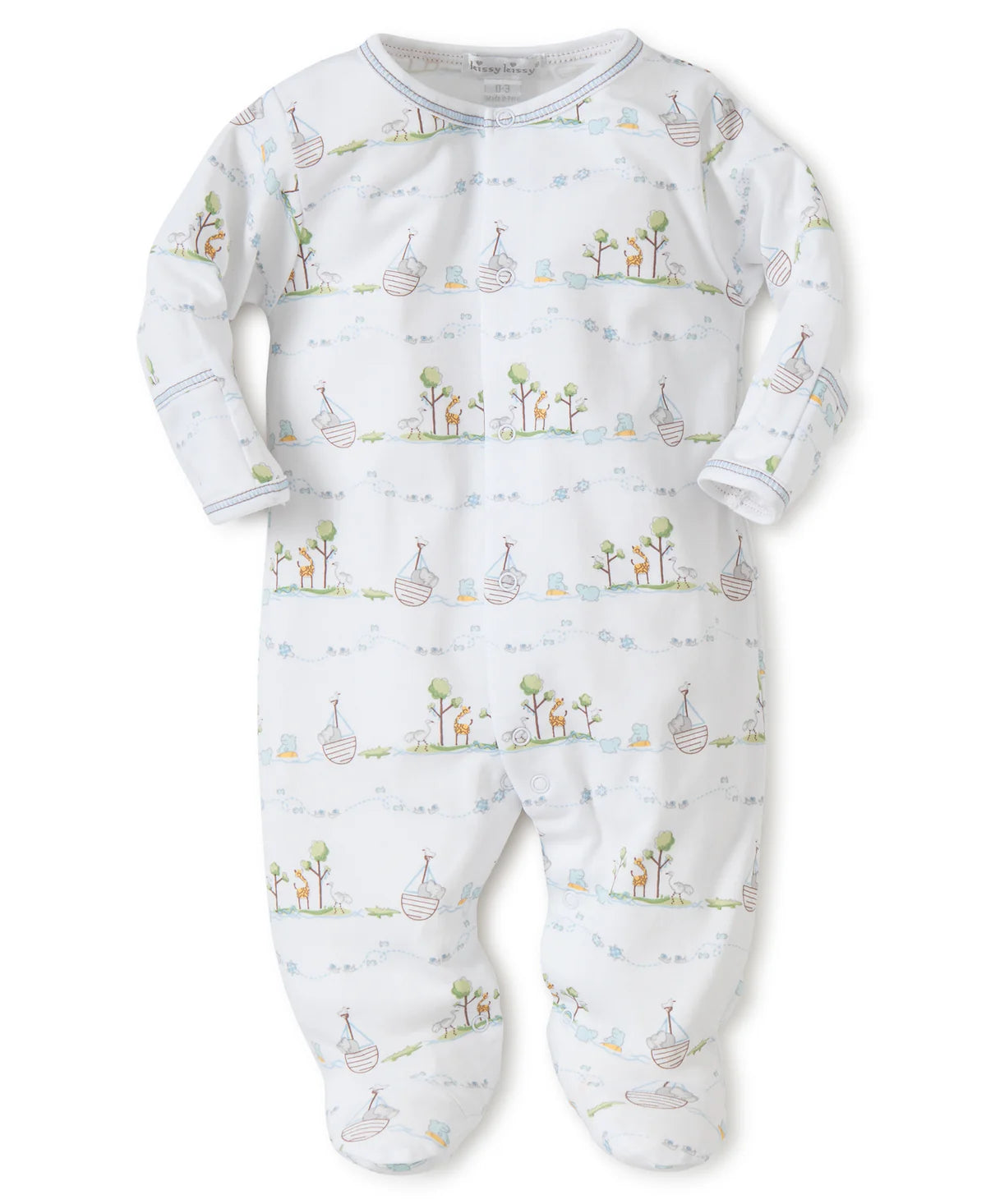 Noah's Print Footie- Light Blue