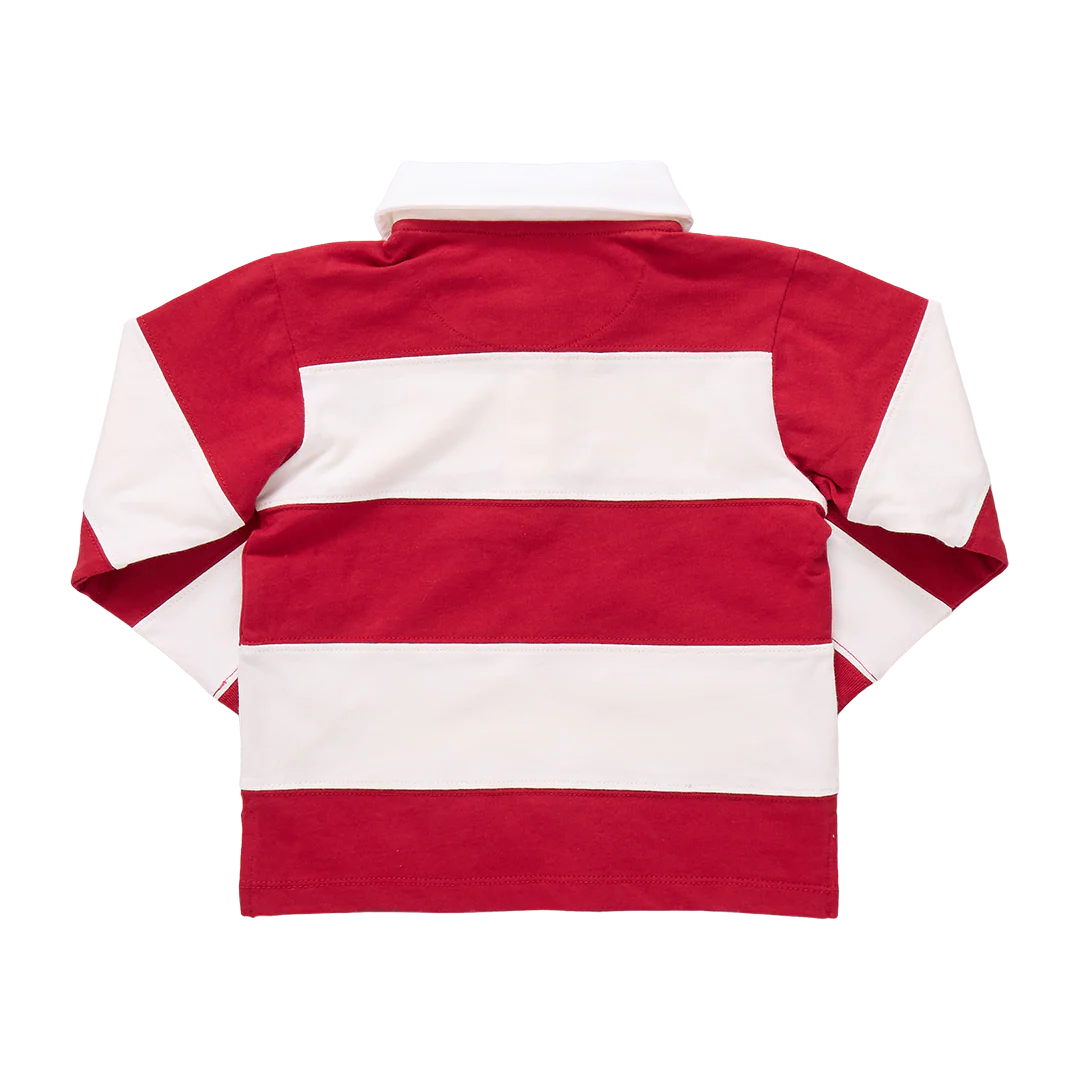boys albert rugby shirt- red & white