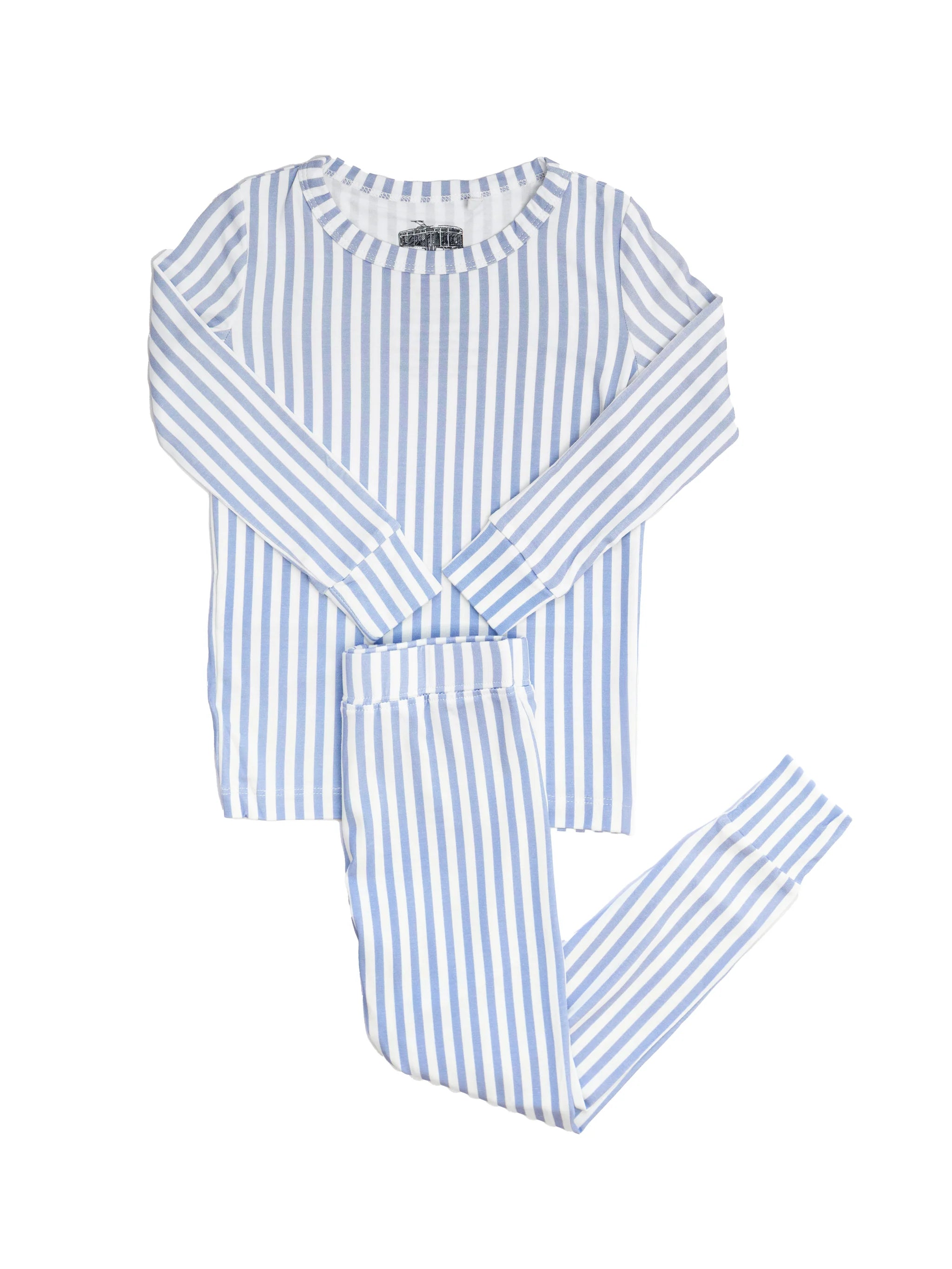 Pajama Set 2 Piece - Light Blue Cabana Stripe