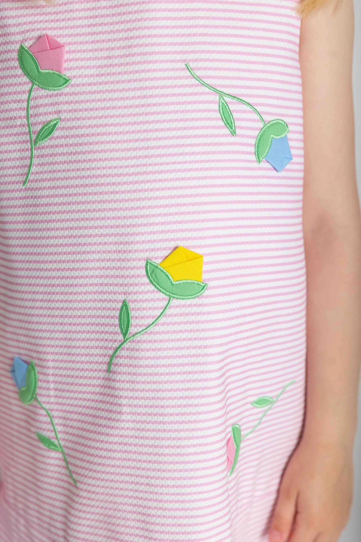 Stripe Pique Dress With Tulips