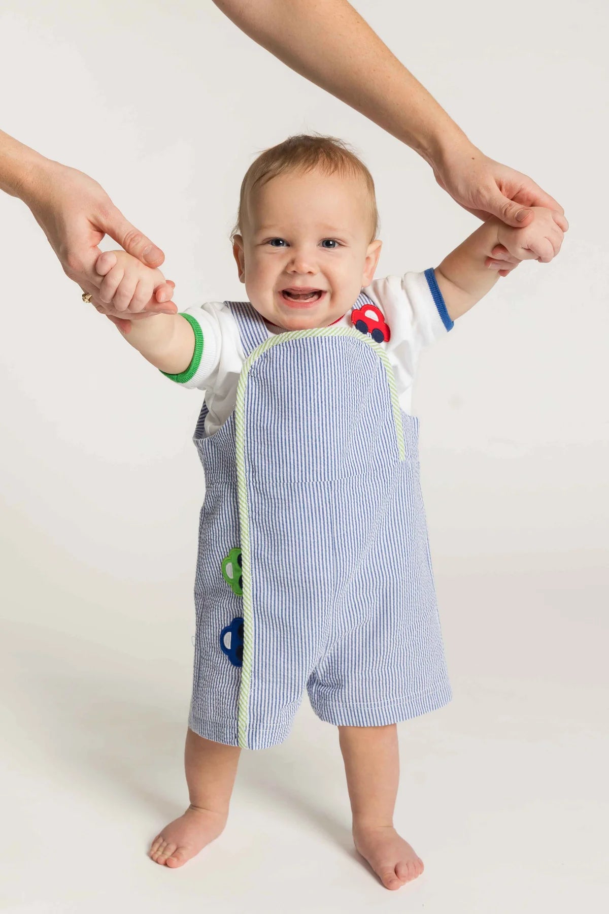 Seersucker Shortall with Cars