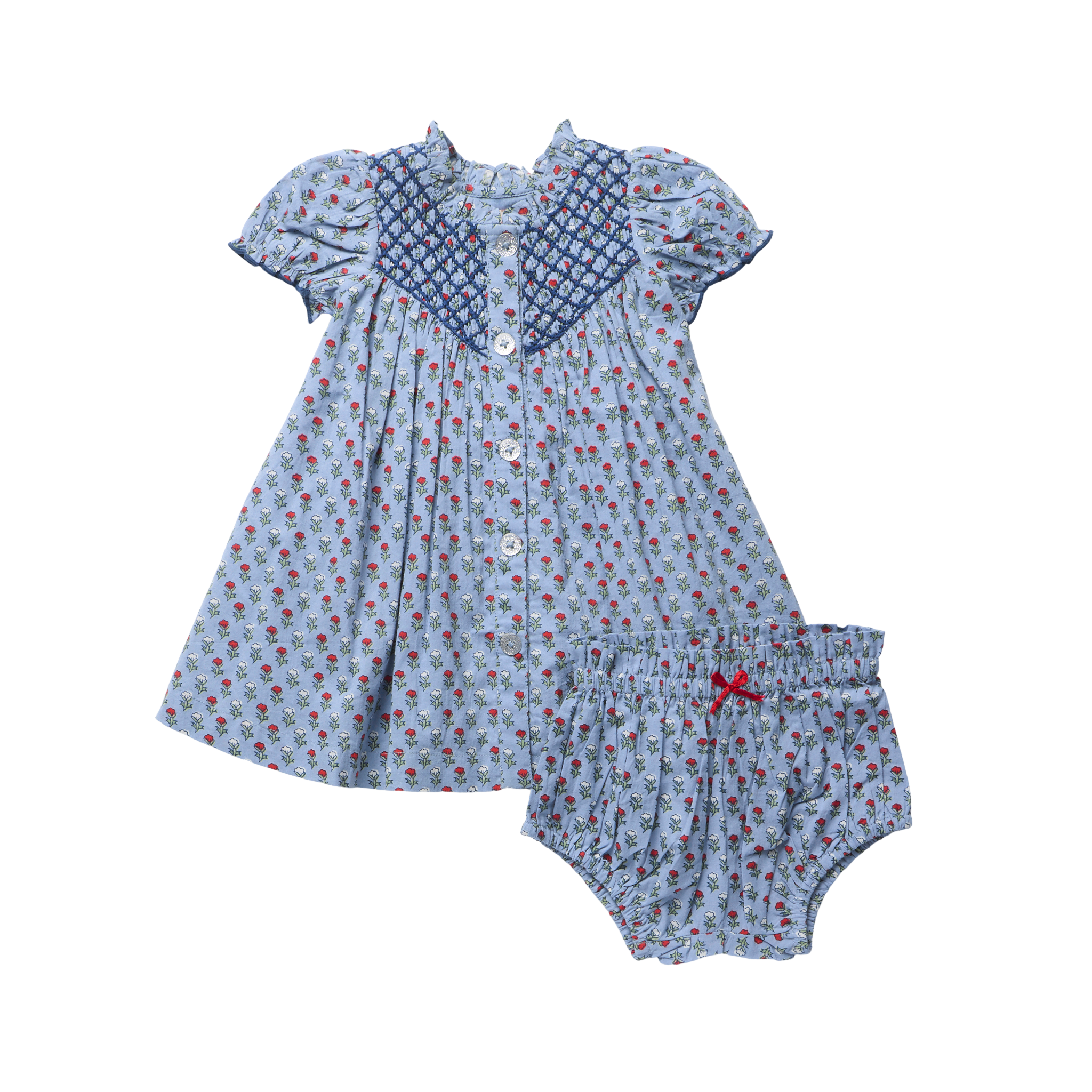 Baby Girl Lucia Dress Set - Light Blue Carnation