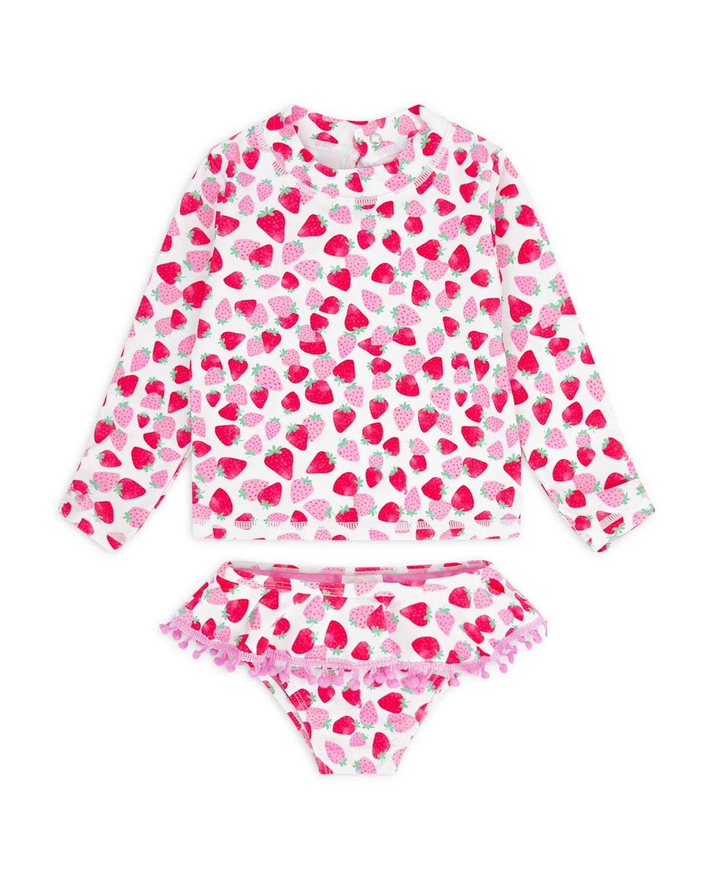 Sandy Toes Rashguard Swim Set - Berry Sweet