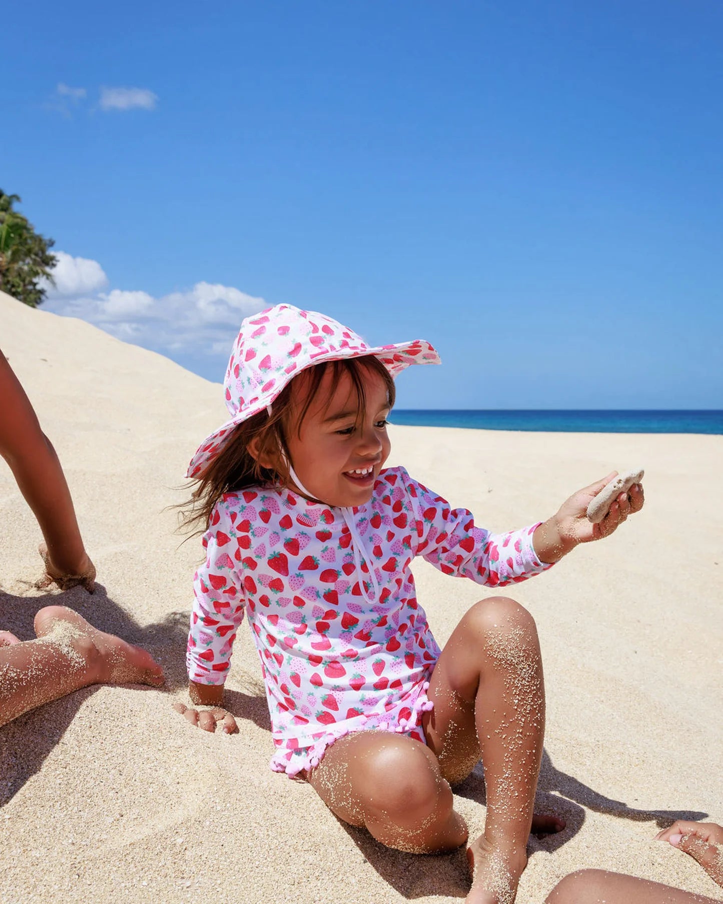 Sandy Toes Rashguard Swim Set - Berry Sweet