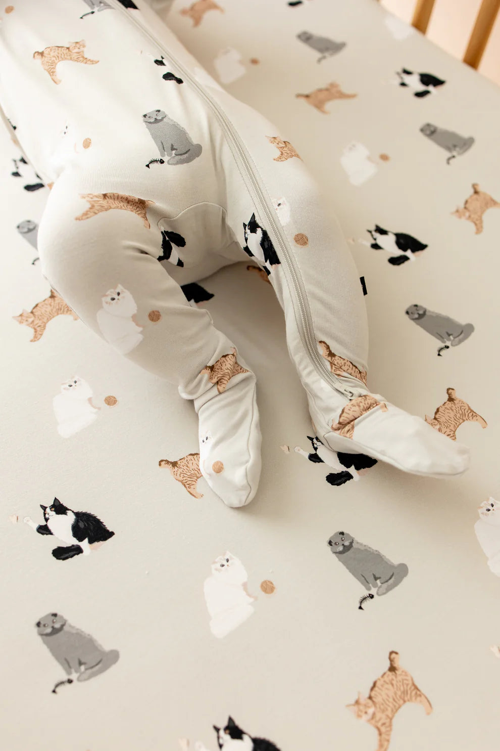 Zippered Footie in Fluffy Cat