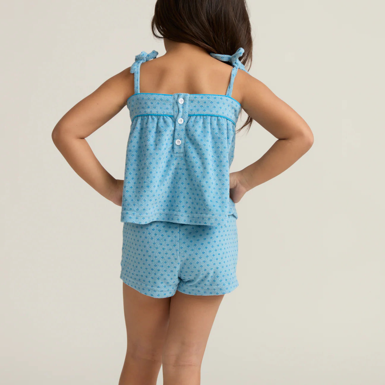 girls le marin dot french terry tie top and short set