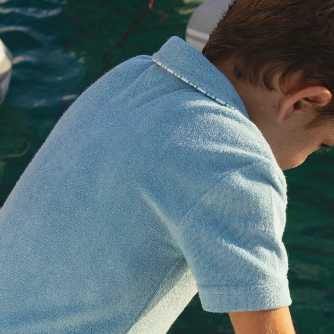 boys le marin blue french terry polo