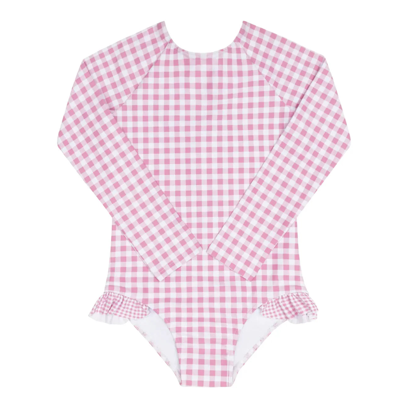 girls blush gingham rashguard one piece