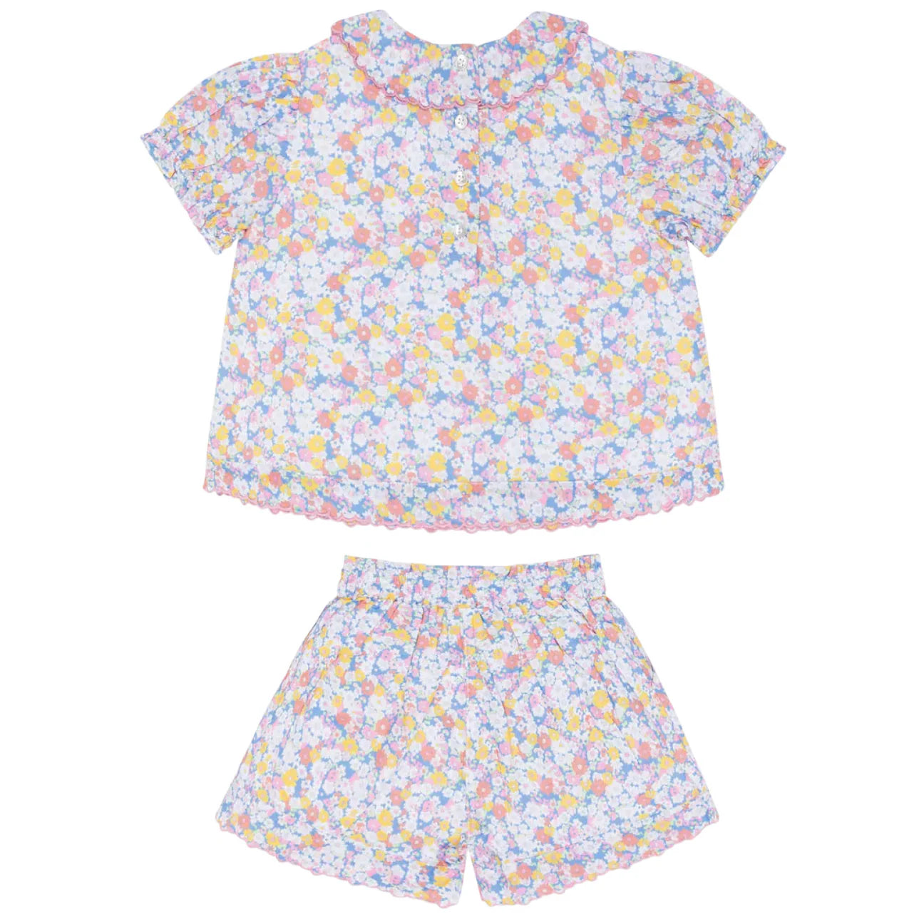 girls jasmine blossom puff sleeve top and short set