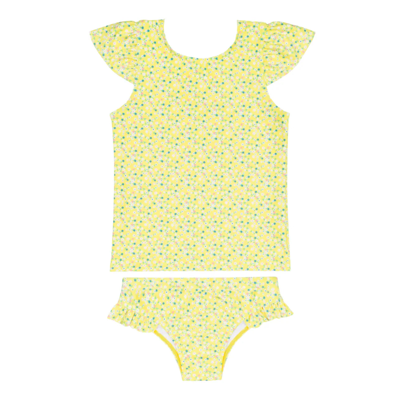 girls petite fleur cap sleeve rashguard set