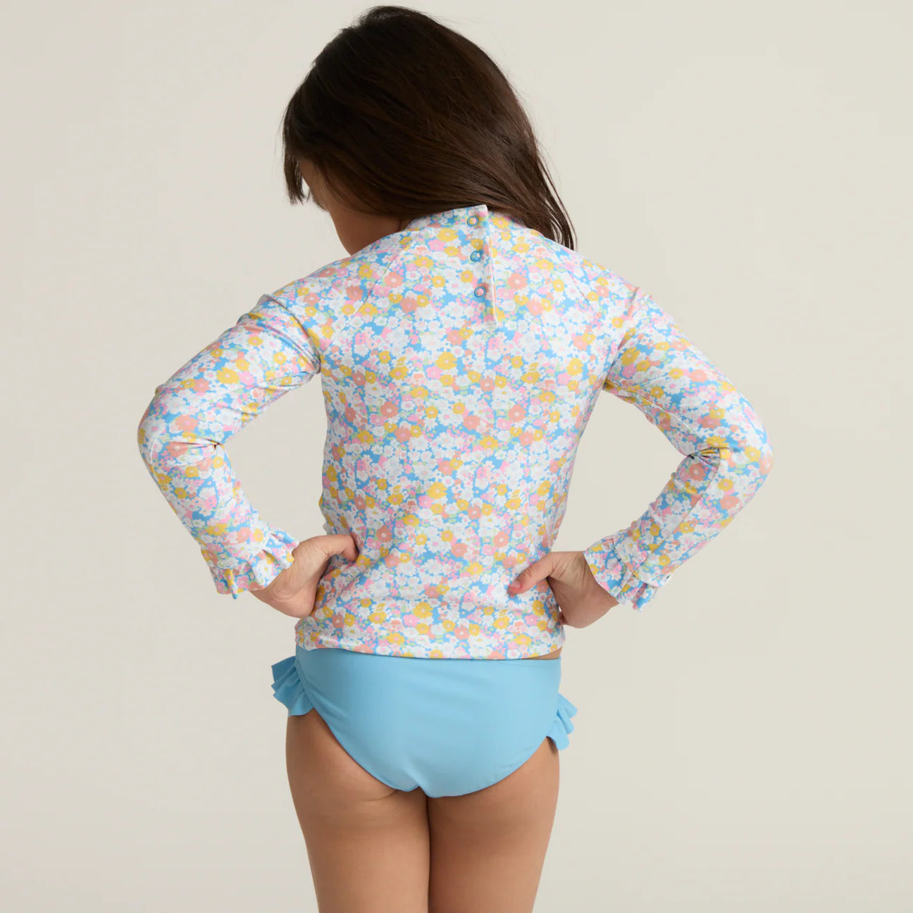 girls jasmine blossom ruffle rashguard set