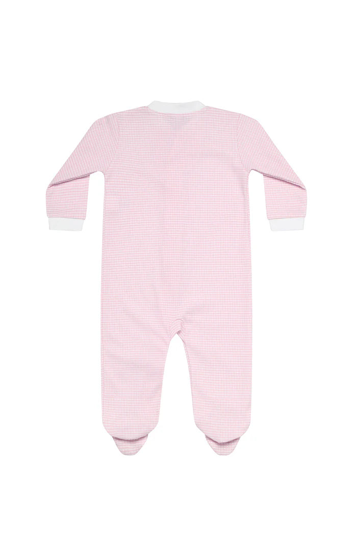 Pink Gingham Zipper Footie