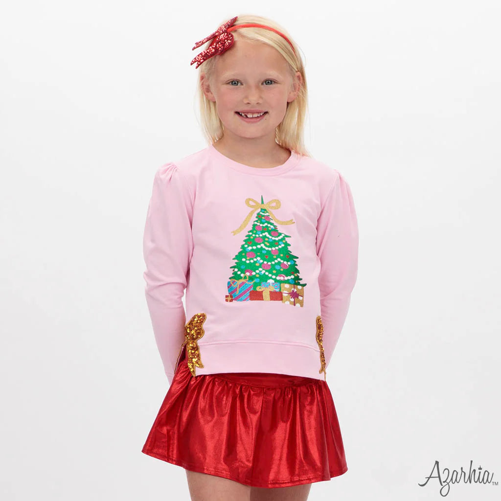 Pink Holly Sweatshirt- Christmas Tree