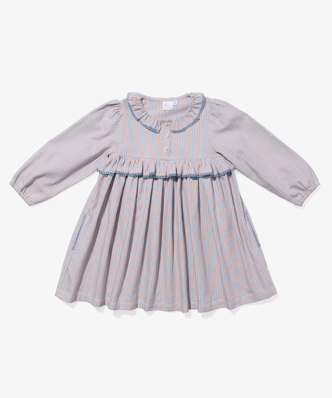 Hannah Dress- Indigo Linen Stripe