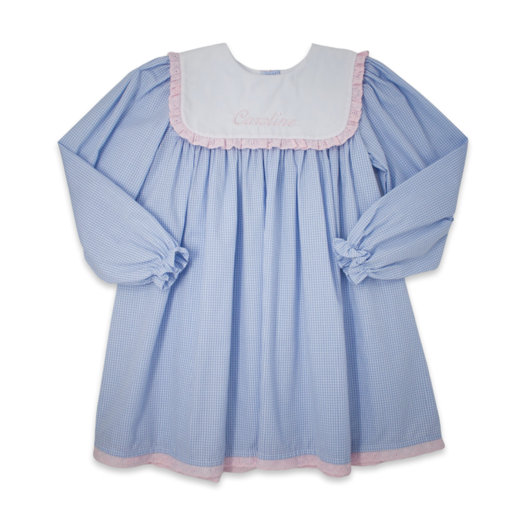 Hope Chest Dress LS Blue Minigingham Swaddle OKC