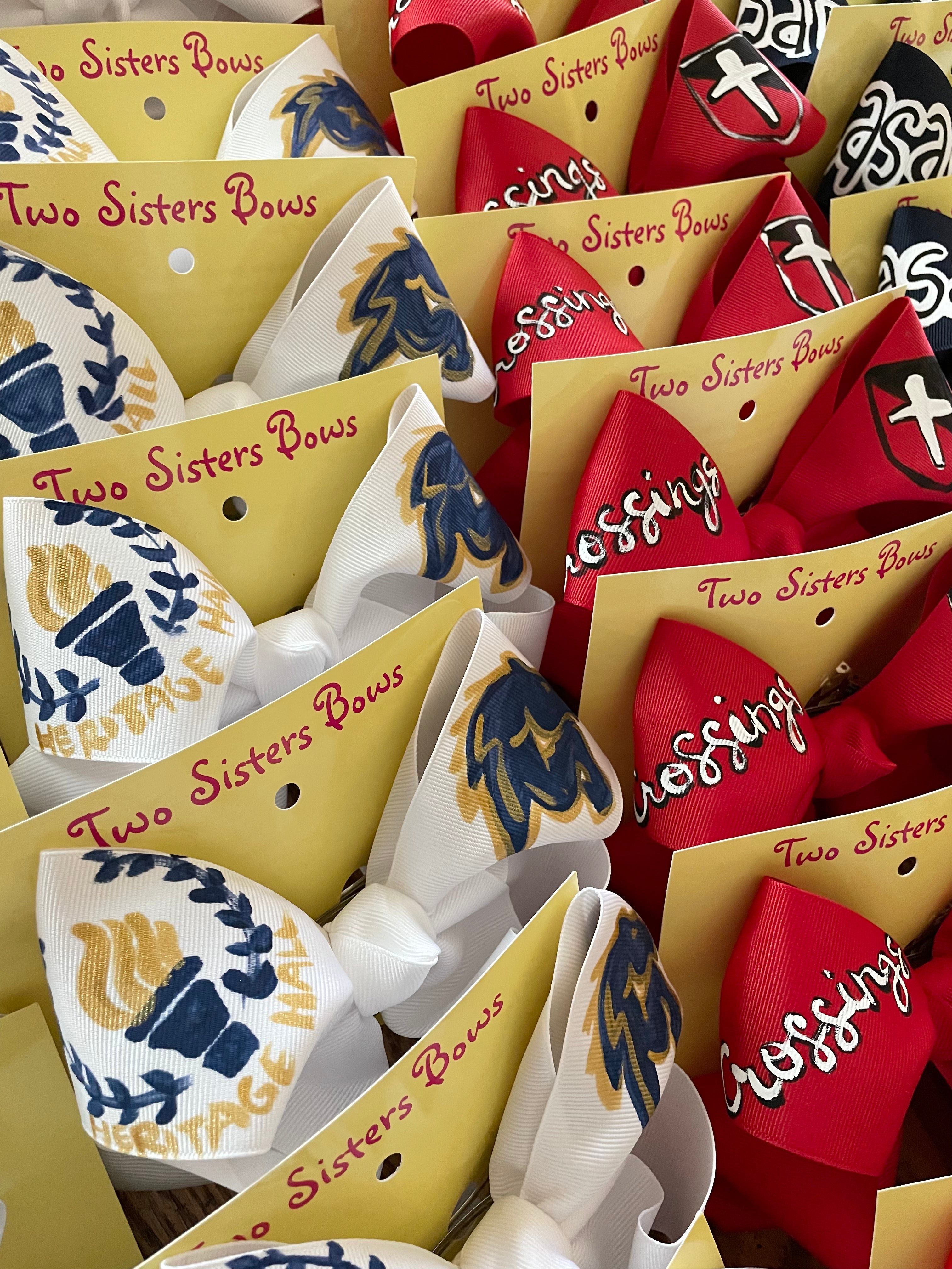 Hand Painted School Bows - Name / Logo