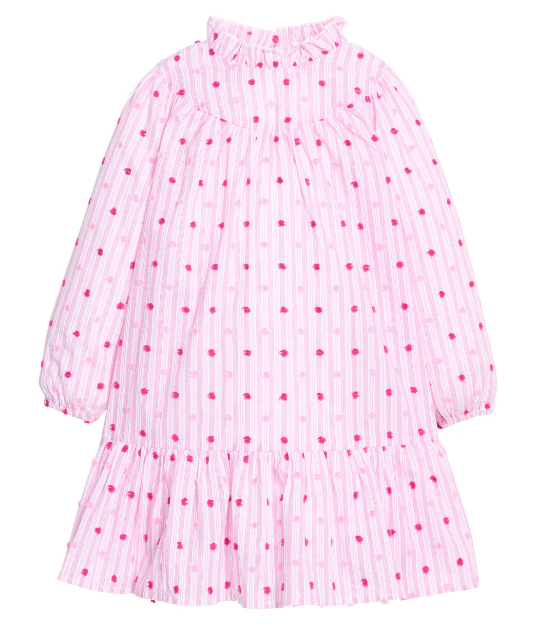 Jody Dress- Magenta Clip Dot Stripe