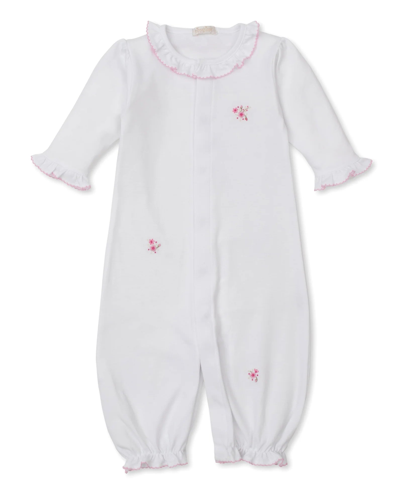 SCE Rose Blooms White/Pink Hand Emb. Conv. Gown
