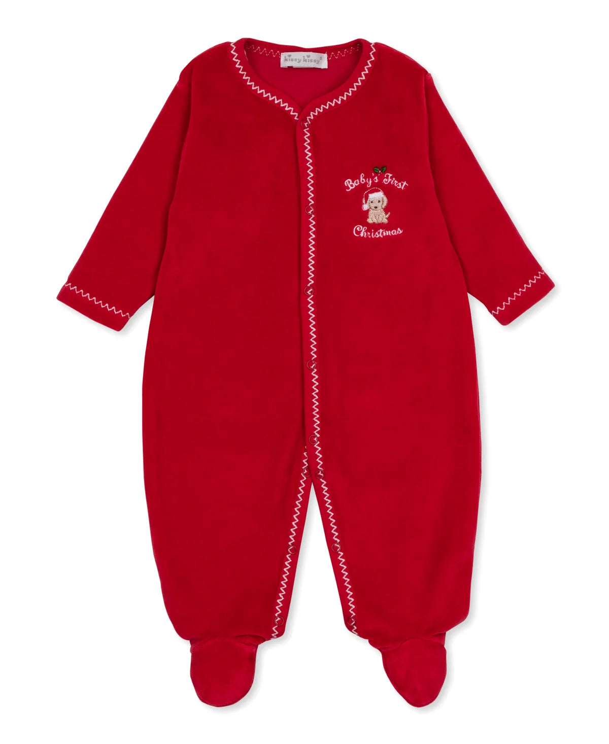 Baby's First Christmas Velour Footie