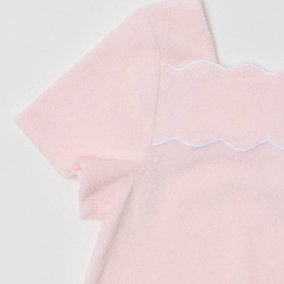 Girls French Terry Dress- Light Pink & White