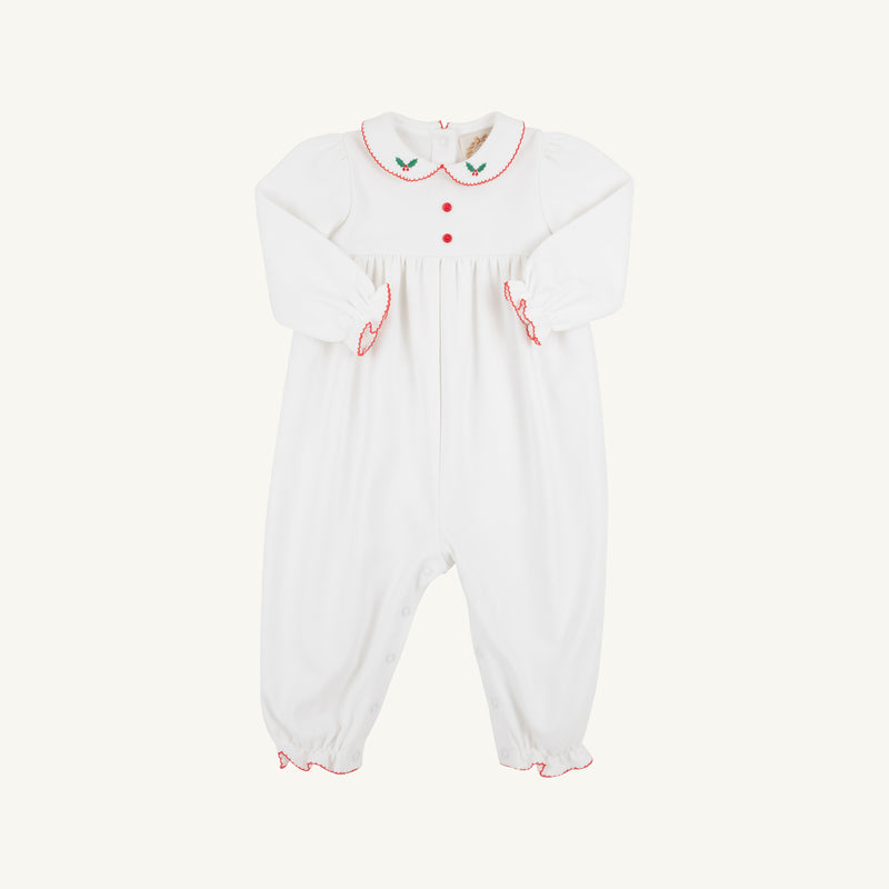 Long Sleeve Britt Romper- Holly Embroidery