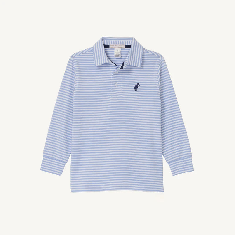 Prim and Proper Polo- Park City Periwinkle Nantucket Navy Stripe