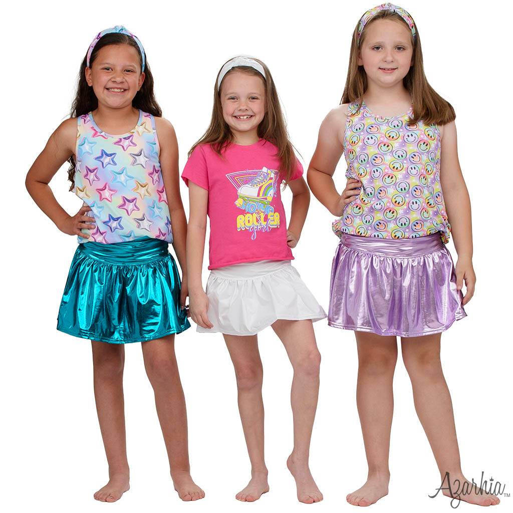 Metallic Gathered Skort - White