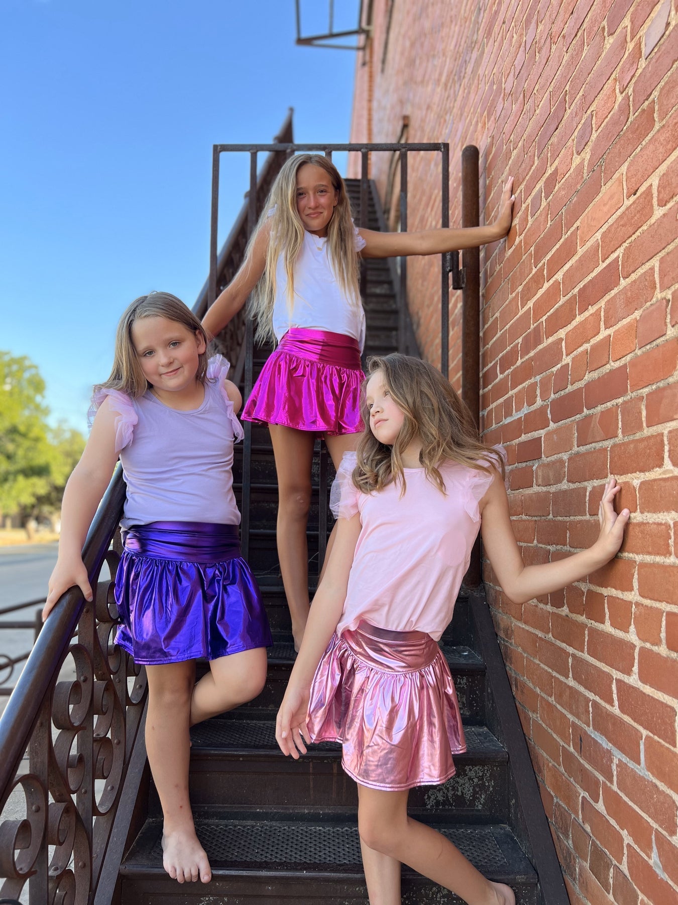 Slick Metallic Gathered Skort - Hot Pink