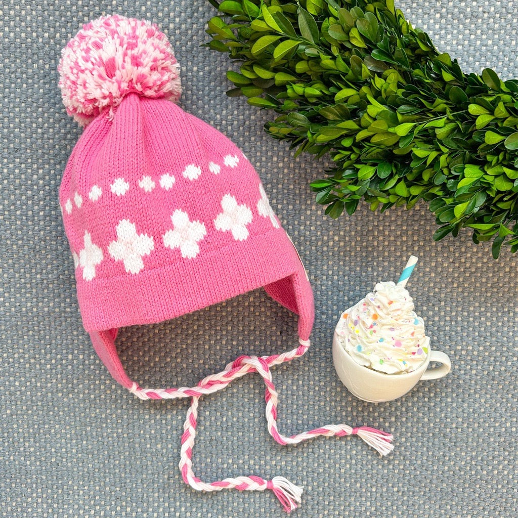 Parrish Pom Pom Hat - Hamptons Hot Pink With Worth Ave White Dots