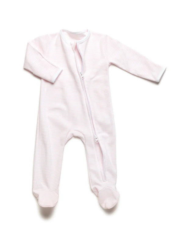 Two Way Zip Striped Footie Pajama