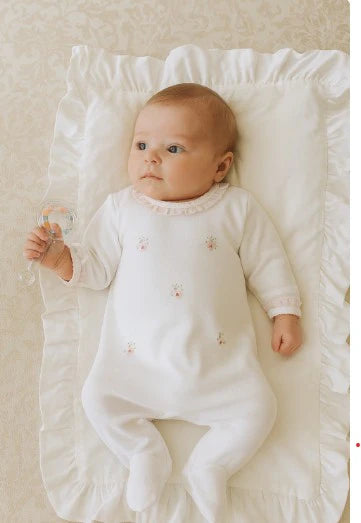 Flower bouquet pima cotton baby girl's footie