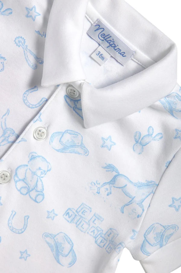 Blue Lone Star Toile Romper