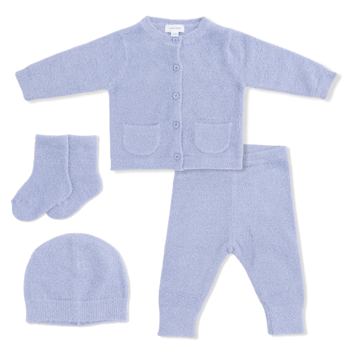 Chenille Button Down Cardigan Set- Dusty Blue